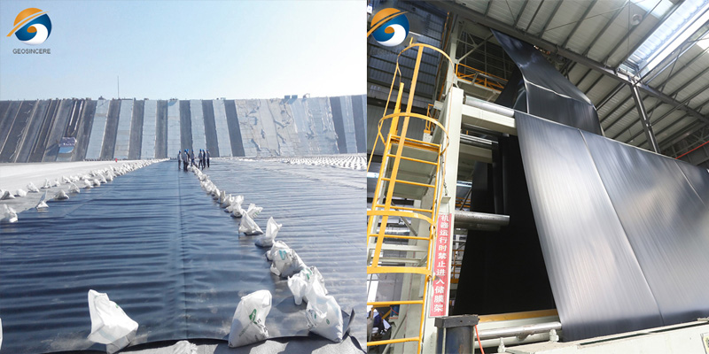 Геомембранный слой из полиэтилена высокой плотности HDPE толщиной 2 мм