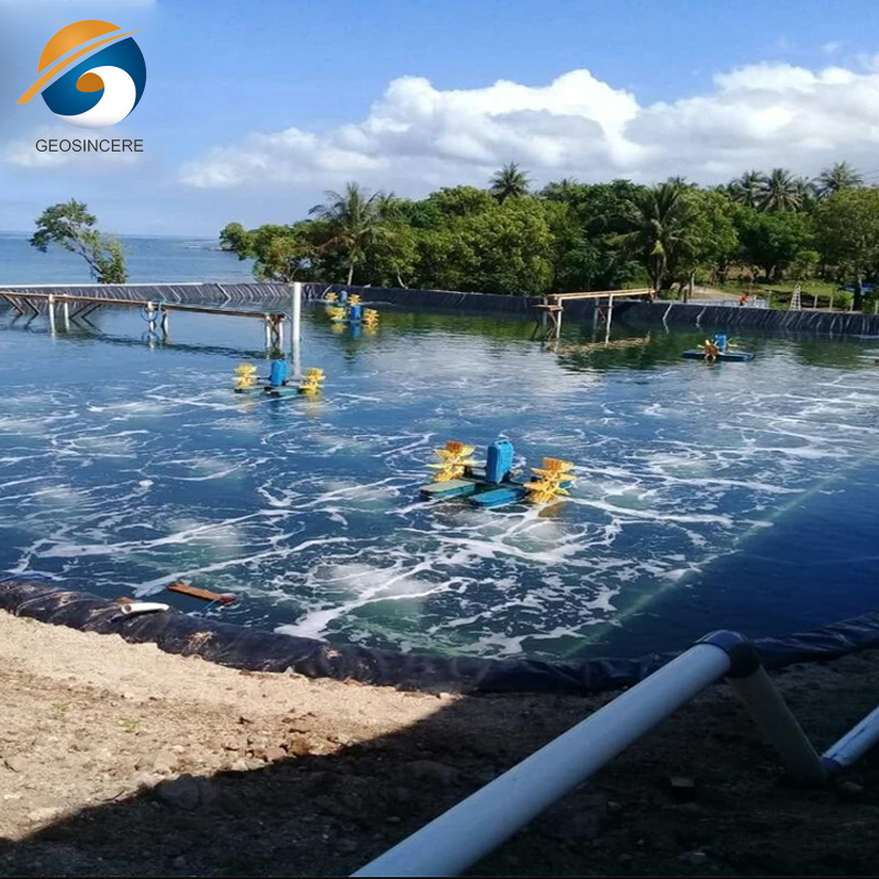 แผ่นกันซึม HDPE แบบเรียบ 0.75 มม. สำหรับบ่อเลี้ยงกุ้ง