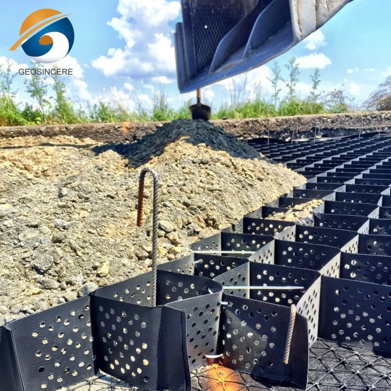 Geocelda para la construcción de carreteras