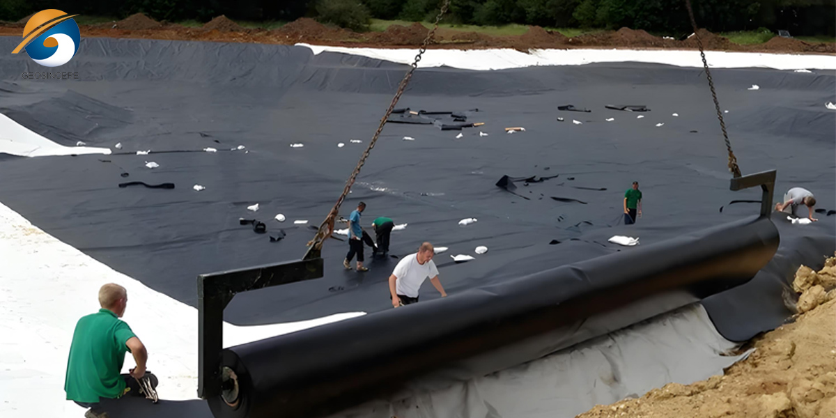 Геомембранный HDPE-слой для пруда-отстойника для горнодобывающих отходов Геомембранный HDPE-слой для пруда-отстойника для горнодобывающих отходов