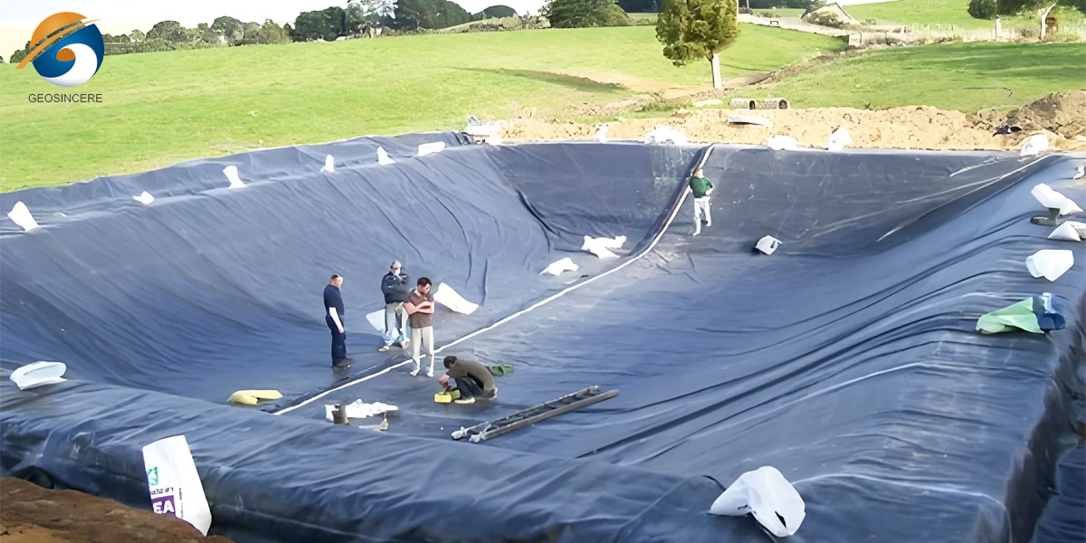 Revestimento de geomembrana impermeável para impermeabilização de lagoas e aterros sanitários Revestimento de geomembrana impermeável para impermeabilização de lagoas e aterros sanitários