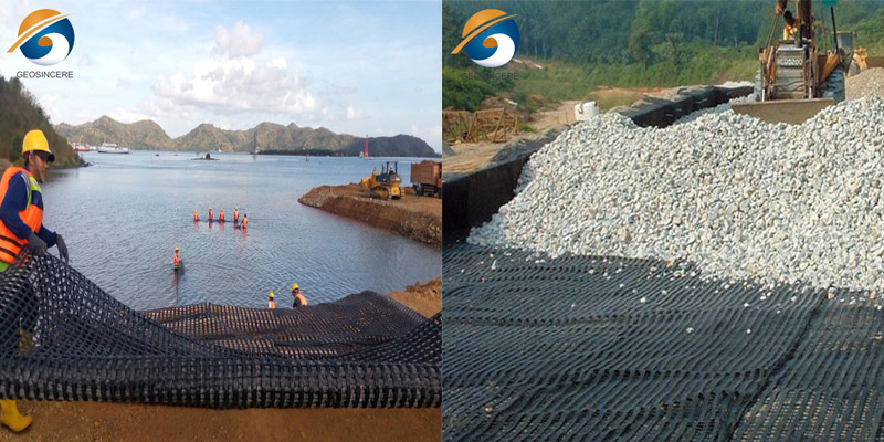 Geogrelha em poliéster com teia reforçada para mineração