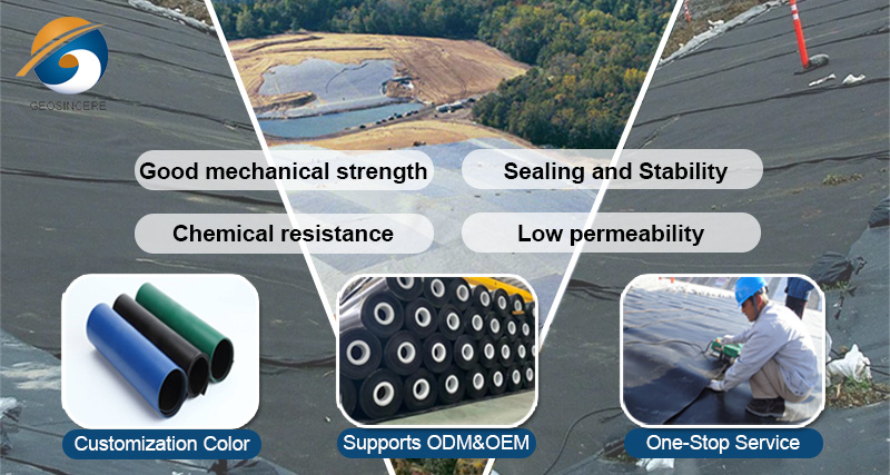 ระบบซับฝังกลบขยะอุตสาหกรรม HDPE Geomembrane ของจีน