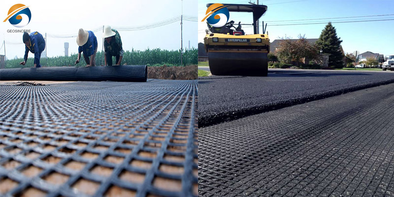 Армирование асфальта на склонах Георешетка из стекловолокна
